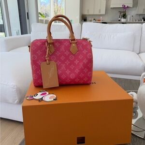 Louis Vuitton Pink and Tan Satchel
